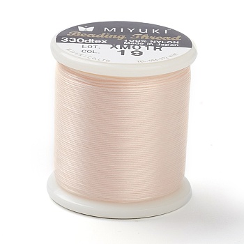MIYUKI Beading Nylon Thread B, 330 DTEX/0.203mm/0.008", for Seed Beads, #19, Misty Rose, 0.16mm, 55 yards(50 meters)/roll