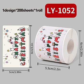 200Pcs Christmas Theme Paper Self-Adhesive Stickers, for Presents Decoration, Colorful, 80x50x0.1mm