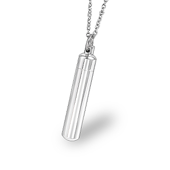 Stainless Steel Column Pendant Necklaces, Urn Ashes Necklaces, Stainless Steel Color, no size