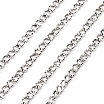 Iron Twisted Chains Curb Chains, Unwelded, Platinum, 5.5x3.5x1mm, about 164.04 Feet(50m)/roll