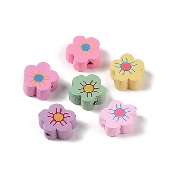 Maple
 Wood Beads, Flower, Mixed Color, 14x13.5x6mm, Hole: 2mm, 1000pcs/500g