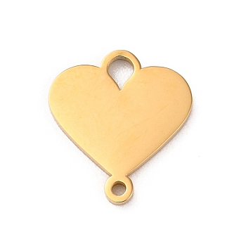 304 Stainless Steel Heart Connector Charms, Golden, 14x13x1.5mm, Hole: 2mm