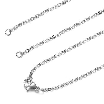 304 Stainless Steel Cable Chain Necklace Making, with Lobster Claw Clasps, Stainless Steel Color, 14.6 inch~14.8 inch(37.2~37.8cm), 1.5mm, Hole: 2.5mm