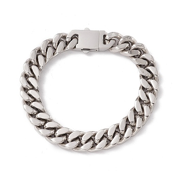 304 Stainless Steel Curb Chains Bracelet for Women, Stainless Steel Color, 8-1/2 inch(21.5cm)