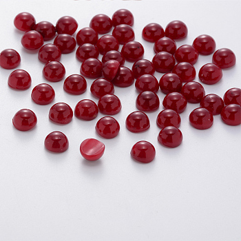 Half Round ABS Plastic Imitation Pearl Cabochons, DIY loosed Beads Cabochons for Face Beauty Makeup Nail Art Craft DIY Phone Making, High Luster, Red, 8x5mm