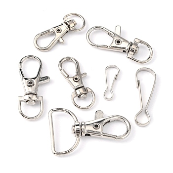 Metal Swivel Clasps & Keychain Clasps Findings, Stainless Steel Color, 20.4~39.3x8~22.5x2~7mm, Hole: 8.6~18.7x2.6~18mm, about 18pcs/50g