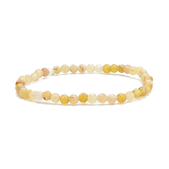 Natural Yellow Opal Round Beaded Stretch Bracelet, Gemstone Jewelry for Women, Inner Diameter: 2-3/8 inch(5.9cm)