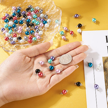 Yilisi 100piezas 8 dijes de conector de cuentas redondas de perlas de vidrio de colores(FIND-YS0001-21)-7