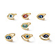 Lampwork Evil Eye Open Cuff Ring with Clear Cubic Zirconia(RJEW-L104-05G)-1