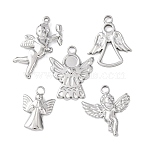 5Pcs 304 Stainless Steel Pendants, Angel Charm, Stainless Steel Color, 19~29x13~20x2~4mm, Hole: 1~3mm(STAS-P432-08P)