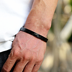 201 Stainless Steel Plain Bangles, Hinged Bangles for Men Women, Rectangle Pattern, Frosted, Black, Inner Diameter: 2-1/2 inch(6.5cm)(OZ8156-3)