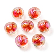 UV Plating Rainbow Iridescent Acrylic Beads, Two Tone Bead in Bead, Fruit, Orange Red, 16x15.5x16.5mm, Hole: 3.5mm(OACR-A014-02H)