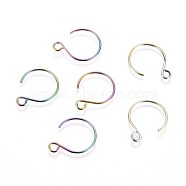 Ion Plating(IP) 304 Stainless Steel Earring Hooks, with Horizontal Loop, Rainbow Color, 18.5x14mm, Hole: 2.5mm, Pin: 0.8mm(X-STAS-L216-02B-M)