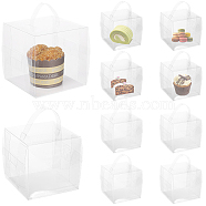 Clear Plastic Tall Cake Boxes, Bakery Cake Box Container, Square, Clear, Finished Product: 11x11x11cm(CON-WH0001-22B)