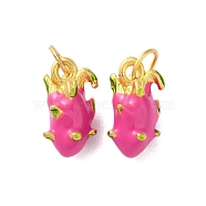 Alloy Enamel Pendants, with Jump Ring, Cadmium Free & Nickel Free & Lead Free, Matte Gold Color, Pitaya, 15x9x9mm, Hole: 5mm(FIND-O003-10C-MG)