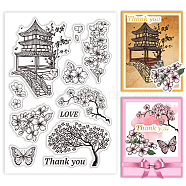 Custom PVC Plastic Clear Stamps, for DIY Scrapbooking, Photo Album Decorative, Cards Making, March Cherry Blossom, 160x110x3mm(DIY-WH0448-0228)