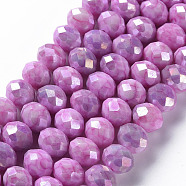 Opaque Baking Painted Glass Beads Strands, Faceted, Rondelle, Orchid,10x8mm, Hole: 1.5mm, about 63pcs/strand, 21.06 inch~21.26 inch(53.5~54cm)(X-EGLA-N006-006B)