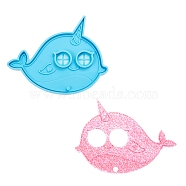 Halloween Whale Mask Silicone Molds, Resin Casting Pendant Molds, For UV Resin, Epoxy Resin Jewelry Making, Sky Blue, 112.5x141.5x8.5mm, Hole: 4.5mm(DIY-CJC0001-28)
