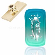 Wax Seal Brass Stamp Head, for Wax Seal Stamp, Rectangle, Ghost Pattern, 4.5x2.3x1.45cm(AJEW-WH0215-044)