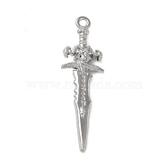 Tibetan Style Alloy Pendant, Sword, Platinum, 63x19x7mm, Hole: 3mm(X-FIND-A042-27P)