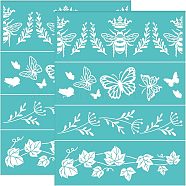 Self-Adhesive Silk Screen Printing Stencil, for Painting on Wood, DIY Decoration T-Shirt Fabric, Turquoise, Butterfly Pattern, 220x280mm(DIY-WH0338-047)