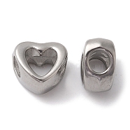 Non-Tarnish 304 Stainless Steel Beads Frame, Heart, Stainless Steel Color, 10x11x5.5mm, Hole: 4mm, 5x5.5mm Inner Diameter(STAS-I305-191P)