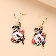 Cartoon Snake-shaped Sun Moon Skull Alloy Earrings, Cute and Personalized Jewelry, Black, 1mm(ST9236656)