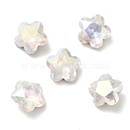 K9 Glass Rhinestone Cabochons, Pointed Back & Back Plated, Faceted, Plum Blossom, Crystal, 12x6mm(RGLA-G017-02C-001TR)