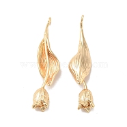 Brass Pendants, Tulip Charm, Real 18K Gold Plated, 39x9x6mm, Hole: 1.5mm(X-KK-G468-04G)