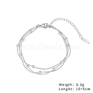 Non-Tarnish Stainless Steel Multi-strand Bracelets Round Snake Chain Bracelets for Women Men, Stainless Steel Color(FH6045-4)