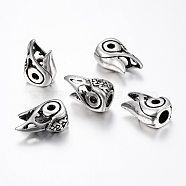 304 Stainless Steel Beads, Large Hole Beads, Bird Head, Antique Silver, 21.5x14x9mm, Hole: 6mm(STAS-I074-15AS)