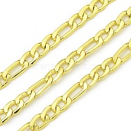 304 Stainless Steel Figaro Chains, Unwelded, with Spool, Real 18K Gold Plated, 4.5~6.5x3x1mm(CHS-G036-07G)