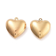 316 Surgical Stainless Steel Pendants, Real 18K Gold Plated, Heart, 17x16x6mm, Hole: 1mm(STAS-B072-03G-02)