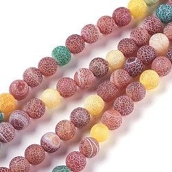 Natural Weathered Agate Beads Strands, Dyed & Heated, Round, Colorful, 8mm, Hole: 1.2mm, about 48pcs/strand, 14.37 inch(G-P414-A02)