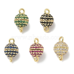 Rack Plating Round Brass Micro Pave Cubic Zirconia Magnetic Clasps, Long-Lasting Plated, Lead Free & Cadmium Free, Real 18K Gold Plated, Mixed Color, 10x6mm, Hole: 1.5mm(KK-L224-070G)