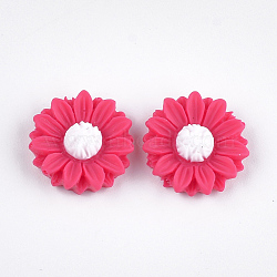 Resin Cabochons, Sunflower, Deep Pink, 15x5mm(CRES-T010-60C)