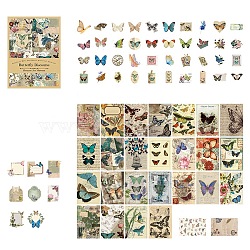 Vintage Handmade Art Gallery Material Retro Scrapbook Paper, Collage Creative Journal Decoration Backgroud Sheets, Butterfly, 60~93x60~100mm(PW-WG59792-04)