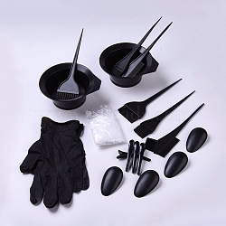 DIY Hair Dye Coloring Beauty Salon Tool Kit, with Hair Color Mixing Bowl, Brush ,Hair Dye Comb, Earmuffs, Hairdressing Clips, Plastic Ear Caps, Gloves, Black, 60x205mm(MRMJ-WH0059-13)
