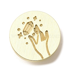 Wax Seal Brass Stamp Heads, Gesture Series, Golden, Crystal Cluster, 25.5x14mm, Hole: 7mm(AJEW-D301-01G-02)