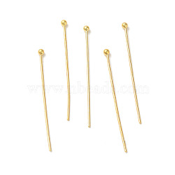 304 Stainless Steel Ball Head Pins, Real 18K Gold Plated, 34x0.6mm, Head: 1.9mm(STAS-K285-03B-G)