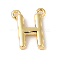 Rack Plating Brass Pendants, Long-Lasting Plated, Lead Free & Cadmium Free, Letter Charms, Real 18K Gold Plated, Letter H, 11x9x2mm, Hole: 1mm(KK-L216-003G-H)