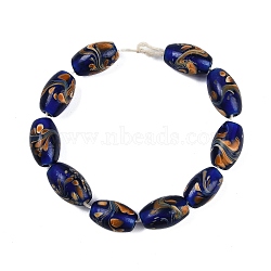 Opaque Handmade Lampwork Beads, Oval, Marine Blue, 19~21x12~13mm, Hole: 2~3mm(BLOW-D006-05B)