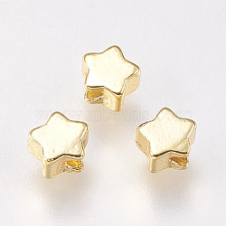 Brass Beads, Star, Golden, 4x4x2.5mm, Hole: 1mm(X-KK-E735-26G)