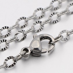 304 Stainless Steel Cable Chain Necklaces, with Lobster Claw Clasps, Stainless Steel Color, 19.7 inch(50cm), 3mm(STAS-O053-04P)