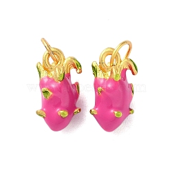 Alloy Enamel Pendants, with Jump Ring, Cadmium Free & Nickel Free & Lead Free, Matte Gold Color, Pitaya, 15x9x9mm, Hole: 5mm(FIND-O003-10C-MG)