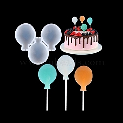 DIY Balloon Lollipop Making Silicone Molds, Candy Molds, for Edible Cake Topper Making, 3 Cavities, White, 74x84x7mm, Inner Diameter: 45x34mm, Fit for 2mm Stick(DIY-E051-04)
