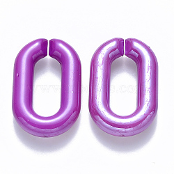 Opaque Acrylic Linking Rings, Quick Link Connectors, for Cable Chains Making, Pearlized, Oval, Purple, 31x19.5x5.5mm, Inner Diameter: 19.5x7.5mm(X-OACR-S036-006A-H04)