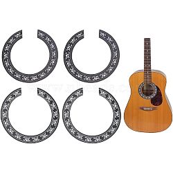 SUPERFINDINGS 4Pcs 2 Colors Waterproof PVC Flower Pattern Classical Guitar Sound Hole Ring Mouth Wheel Sticker, for Acoustic Decorative Accessories, Mixed Color, 13.5~14x0.08cm, Inner Diameter: 9.3~10.4cm, 2pcs/color(DIY-FH0003-07)