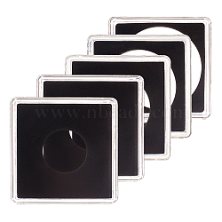 Plastic Collection Boxes, Coin Display Boxes, Square, Black, 25pcs/set(CON-BC0005-71)