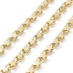 Rack Plating Brass Chains, Long-Lasting Plated, Soldered, with Spool, Lead Free & Cadmium Free, Star, Real 18K Gold Plated, Link: 3.5x2.3mm(CHC-F018-02G)